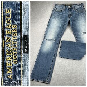 American Eagle Original Bootcut Jeans Mens 32x34 Blue Distressed medium wash